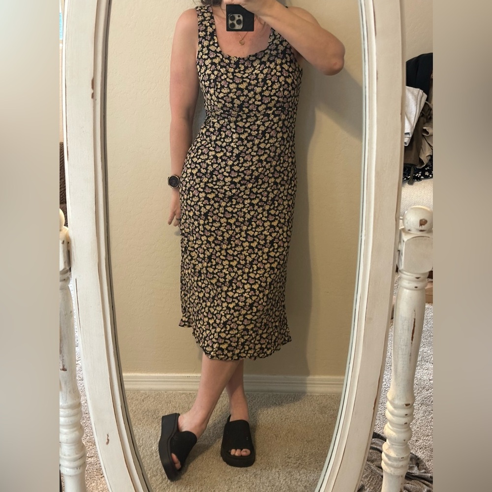 Vintage Y2K 90s Floral Sleeveless Midi Dress